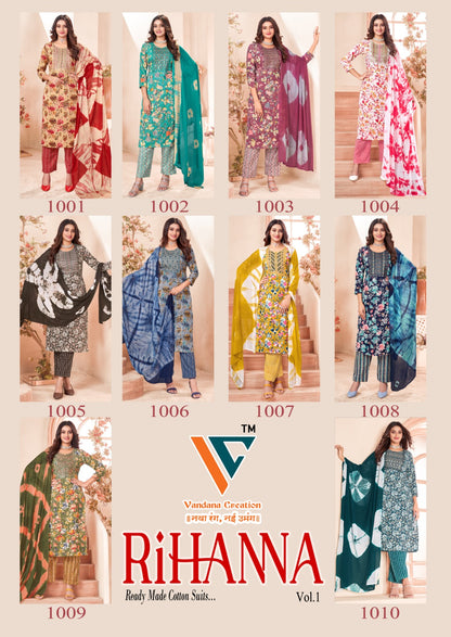 Rihanna Vol 1 Vandana Creation Readymade Pant Style Suits Wholesale