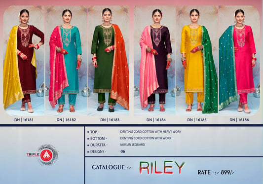 Riley Triple Aaa Cotton Pant Style Suits Wholesale Price