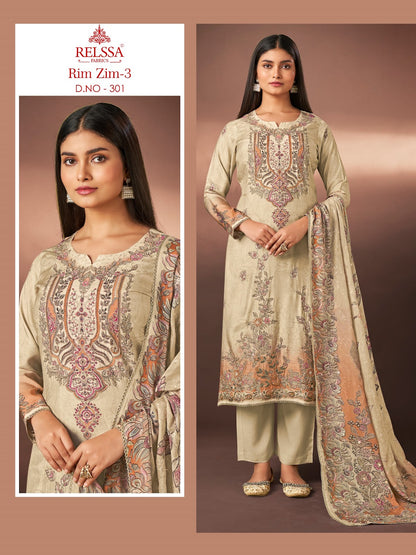 Rim Zim 3 Relssa Fabrics Maslin Pant Style Suits Supplier India