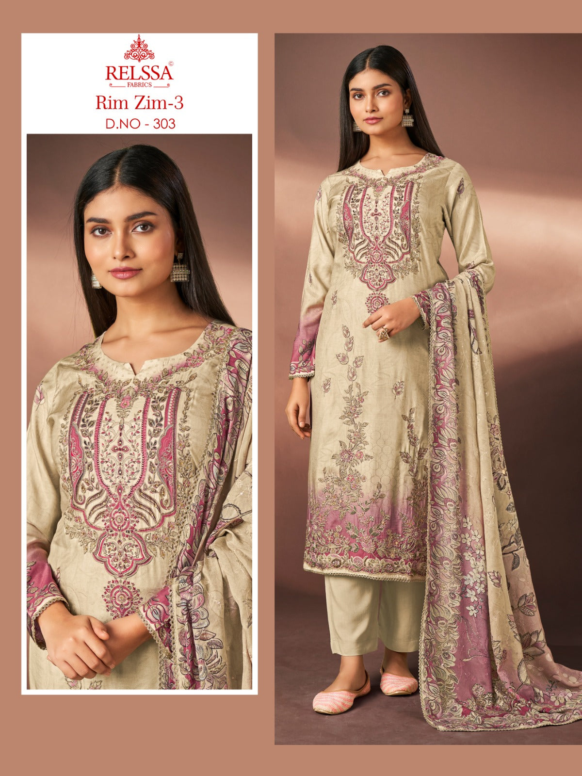 Rim Zim 3 Relssa Fabrics Maslin Pant Style Suits Supplier India