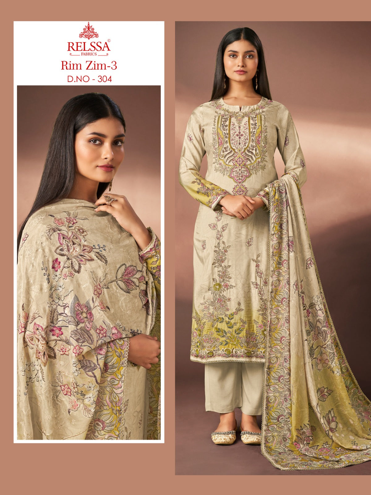 Rim Zim 3 Relssa Fabrics Maslin Pant Style Suits Supplier India