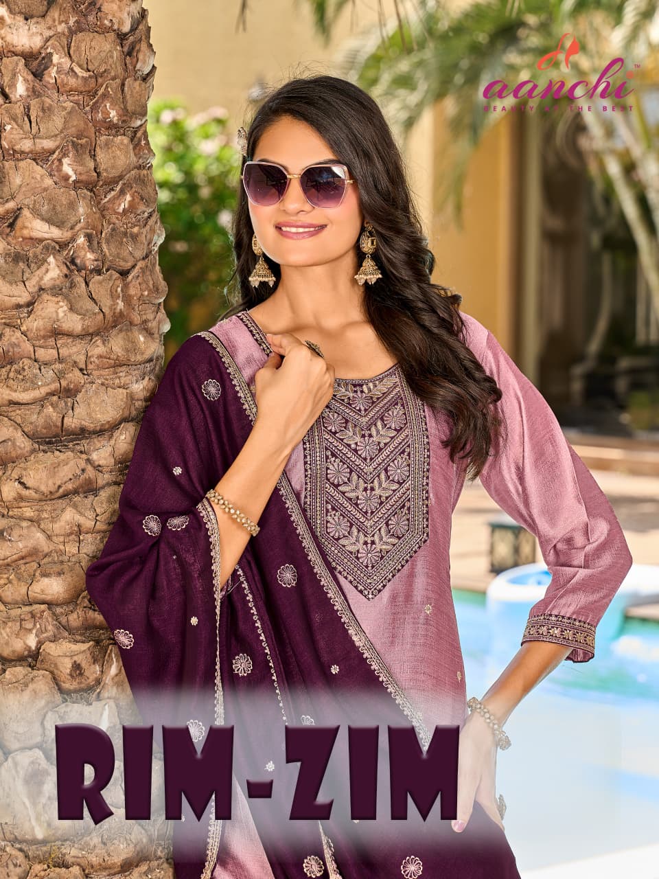 Rim Zim Aanchi Vichitra Silk Readymade Pant Style Suits Exporter