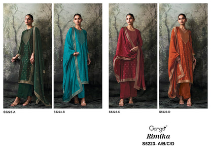 Rimika S5223 Ganga Woven Silk Pant Style Suits Wholesale Price
