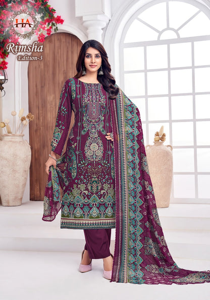 Rimsha Edition 3 Harshit Fashion Pure Viscose Karachi Salwar Suits Wholesaler Ahmedabad