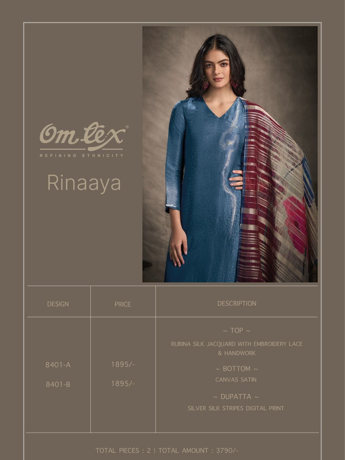 Rinaaya Omtex Silk Jacquard Pant Style Suits Exporter India