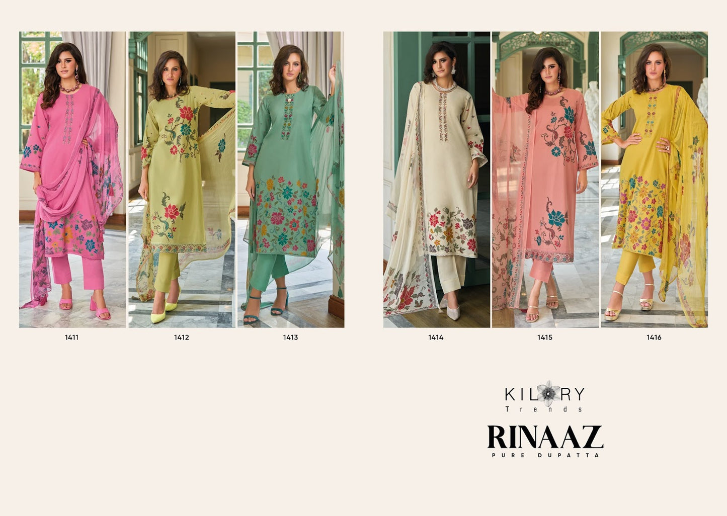 Rinaaz Kilory Pure Lawn Pant Style Suits Wholesaler India