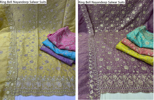 Ring Bell Nayandeep Gold Crush Salwar Suits Exporter India