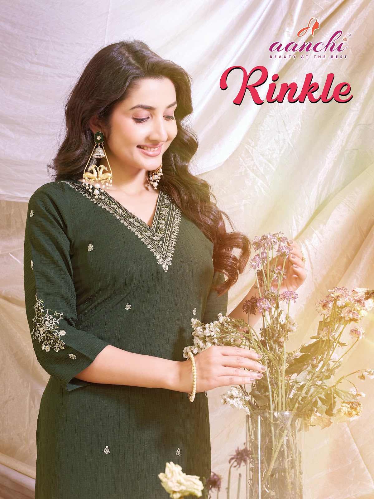 Rinkle Aanchi Long Straight Kurti Exporter India