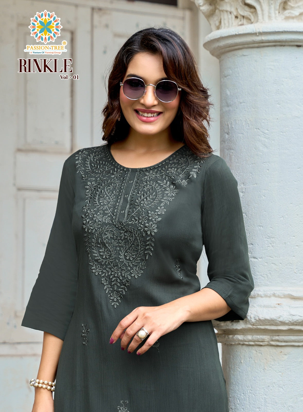Rinkle Vol 1 Passion Tree Reyon Kurti Plazzo Set Supplier Gujarat