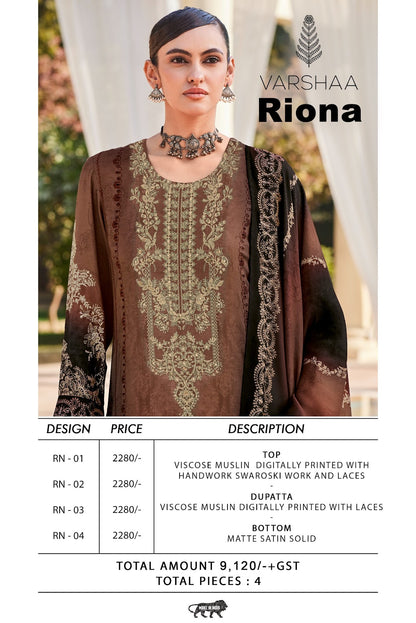 Riona Varshaa Viscose Muslin Pakistani Salwar Suits Wholesaler Ahmedabad