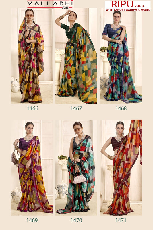 Ripu Vol 3 Vallabhi Lite Chiffon Sarees Exporter Ahmedabad