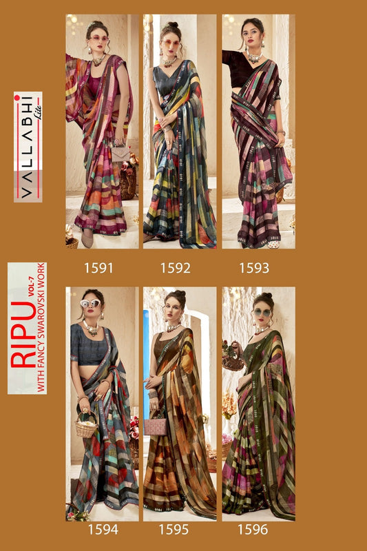 Ripu Vol 7 Vallabhi Lite Georgette Sarees Wholesale Price