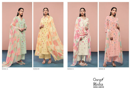 Risha-2544 Ganga Cotton Linen Plazzo Style Suits