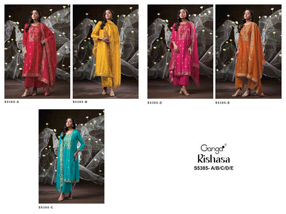 Rishasa S5385 Ganga Woven Silk Pant Style Suits Manufacturer India