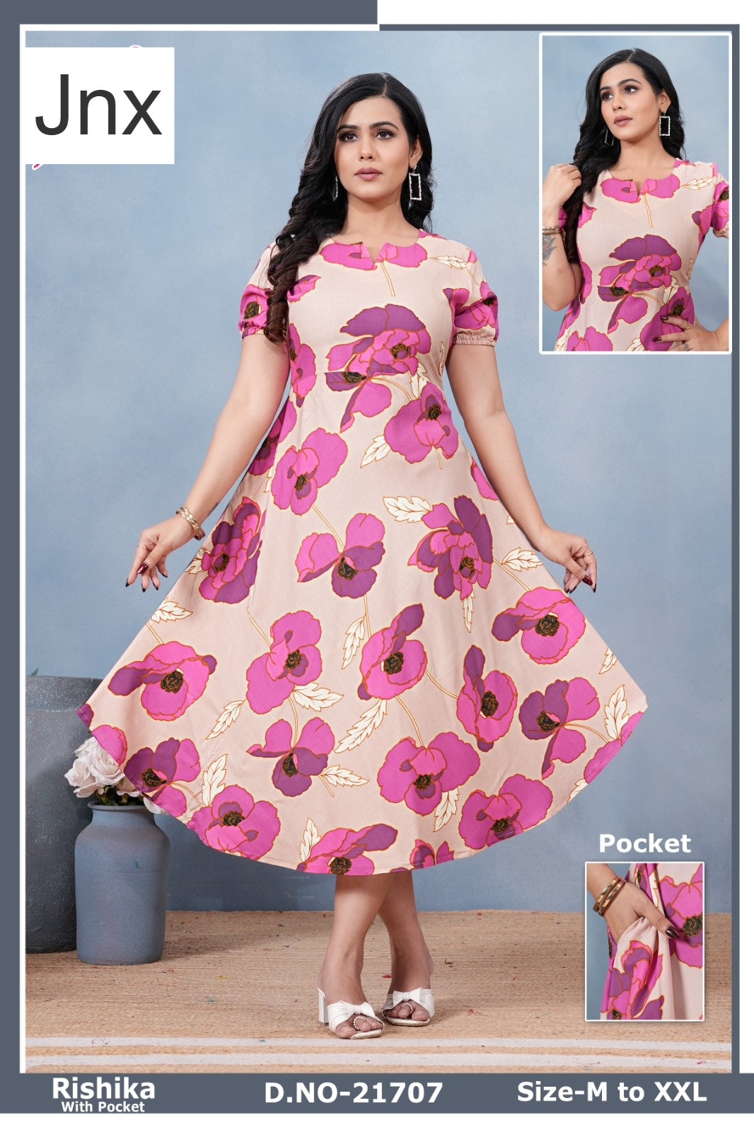 Rishika Jnx Rayon Anarkali Kurtis Wholesaler