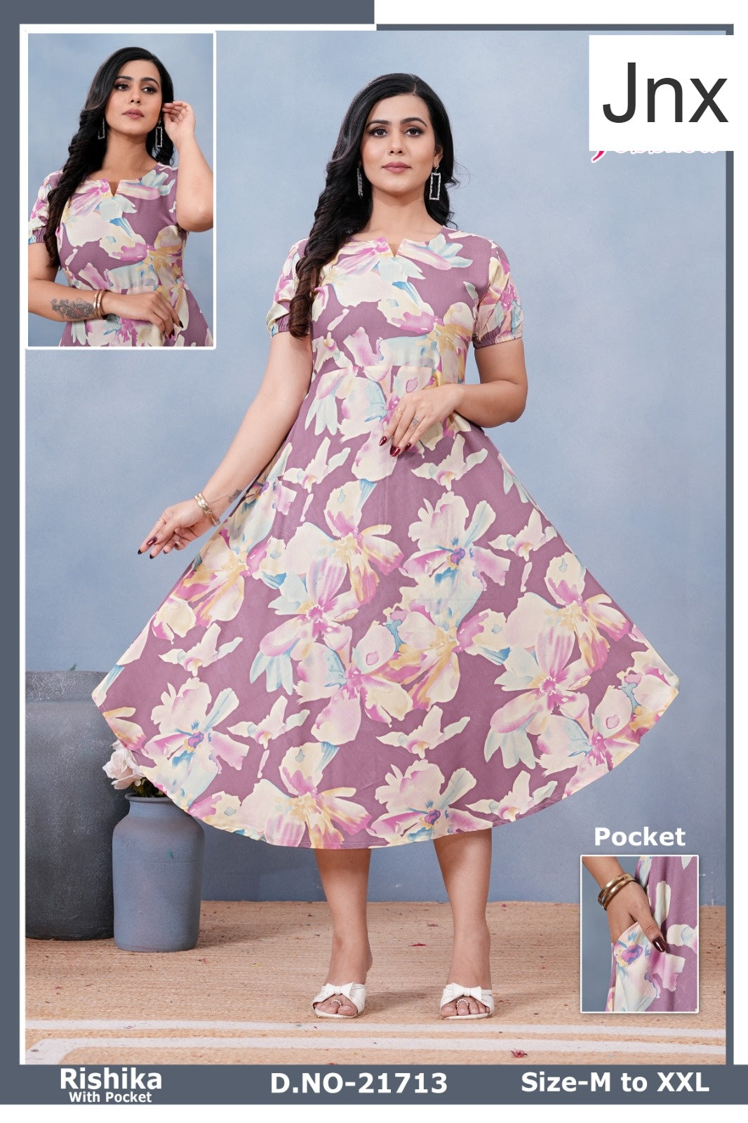 Rishika Jnx Rayon Anarkali Kurtis Wholesaler