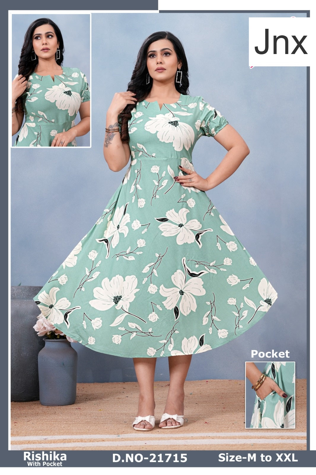 Rishika Jnx Rayon Anarkali Kurtis Wholesaler