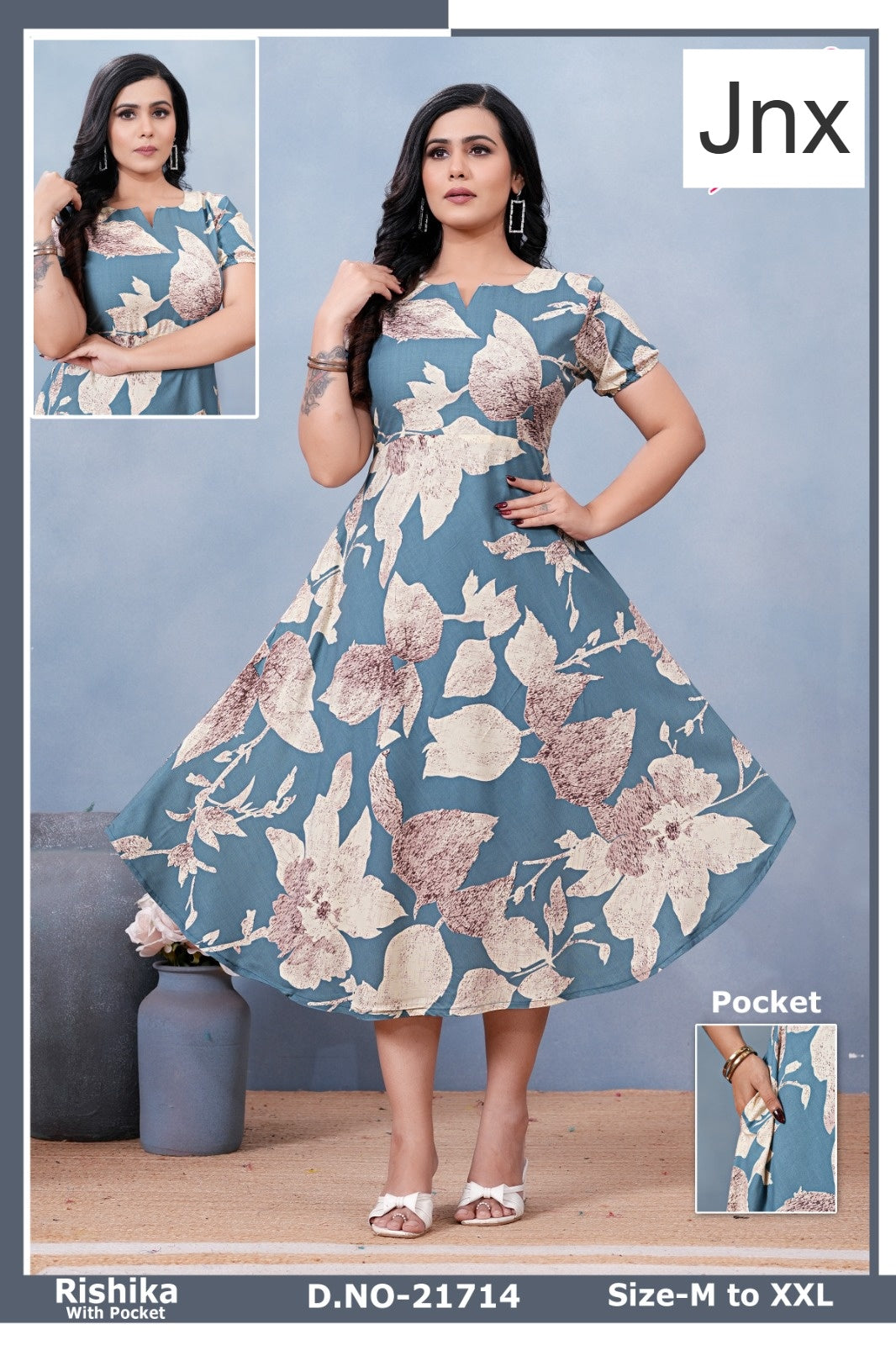 Rishika Jnx Rayon Anarkali Kurtis Wholesaler