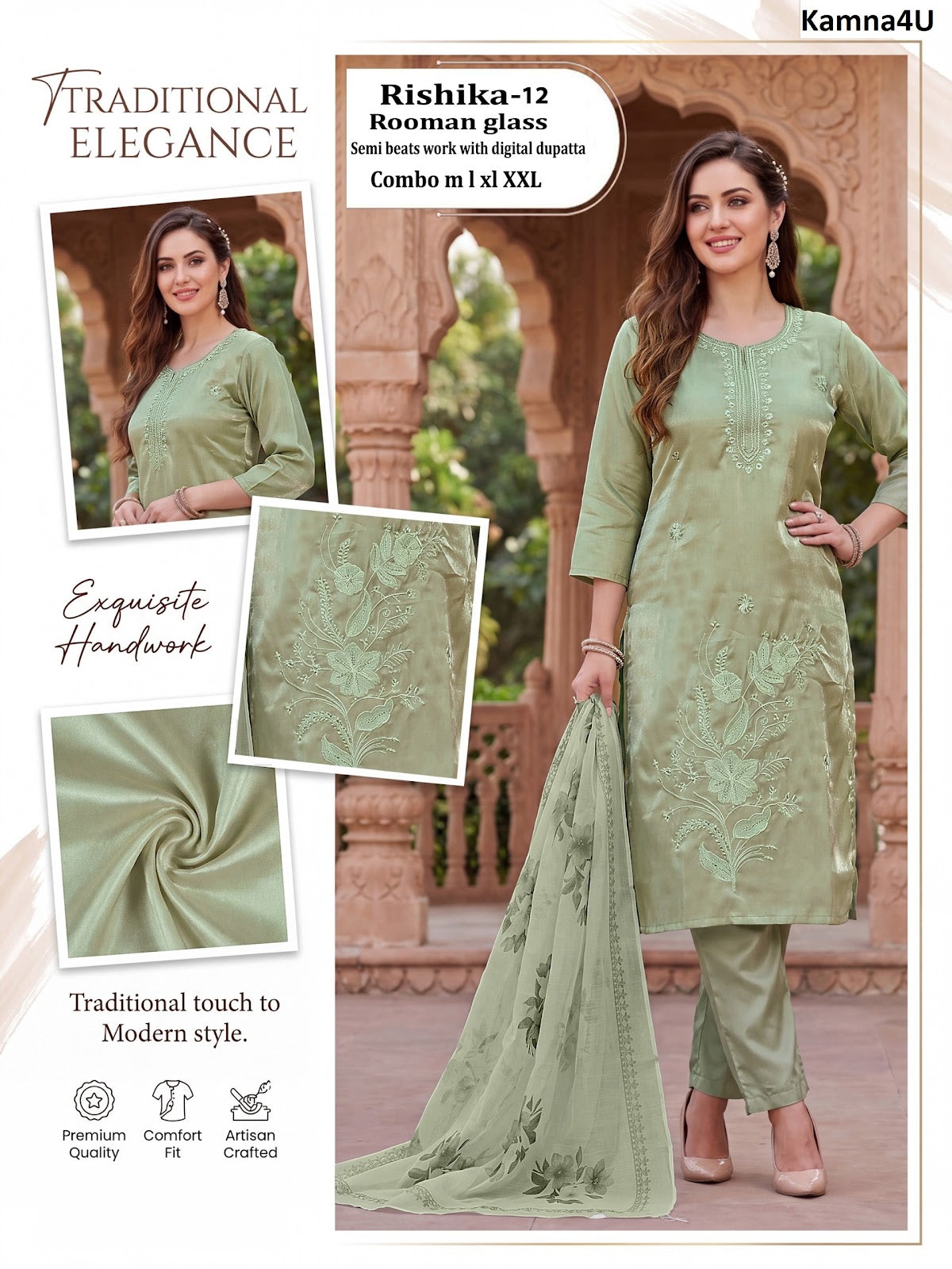 Rishika Kamna4U Roman Readymade Pant Style Suits Supplier Ahmedabad
