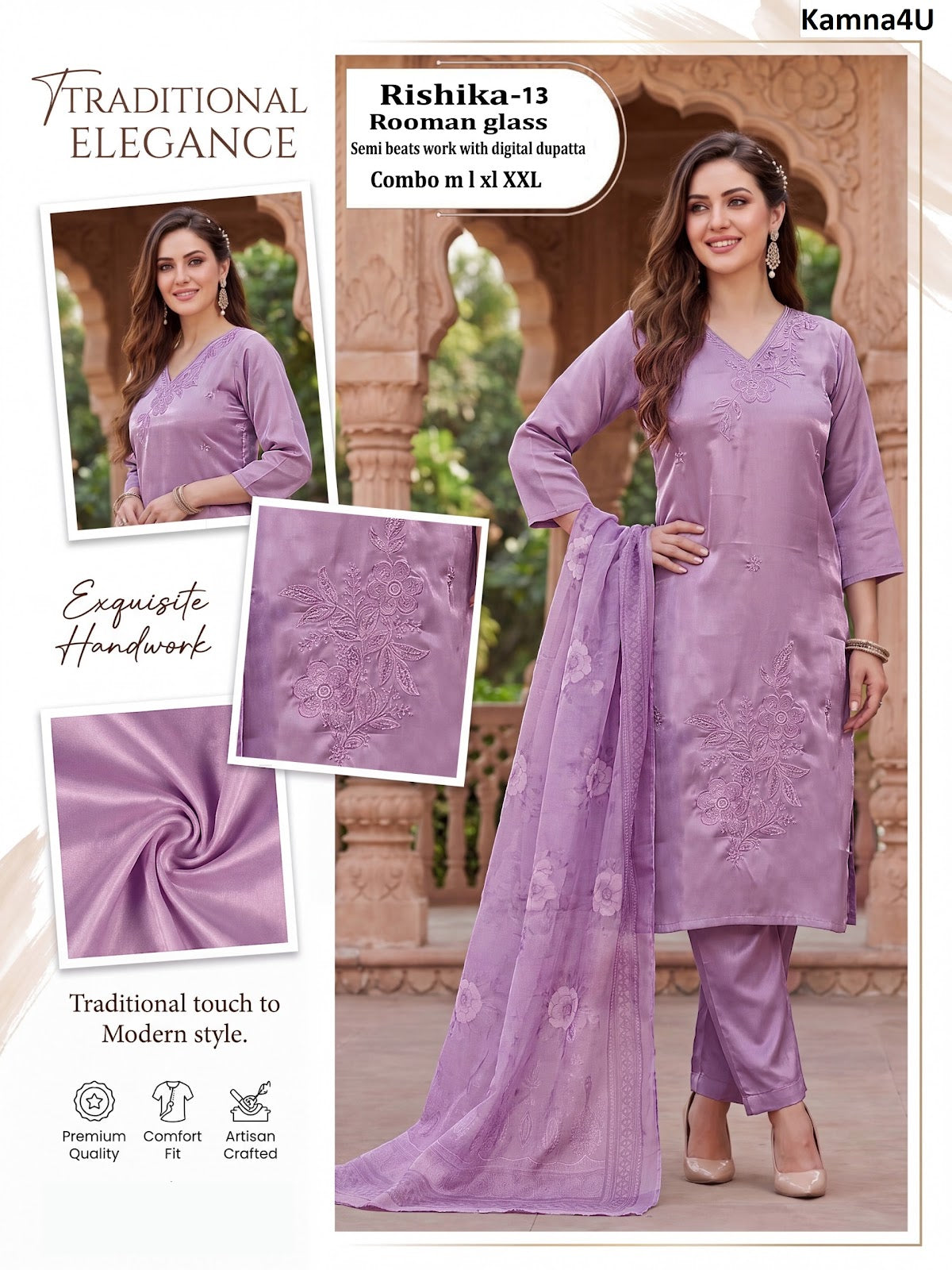 Rishika Kamna4U Roman Readymade Pant Style Suits Supplier Ahmedabad