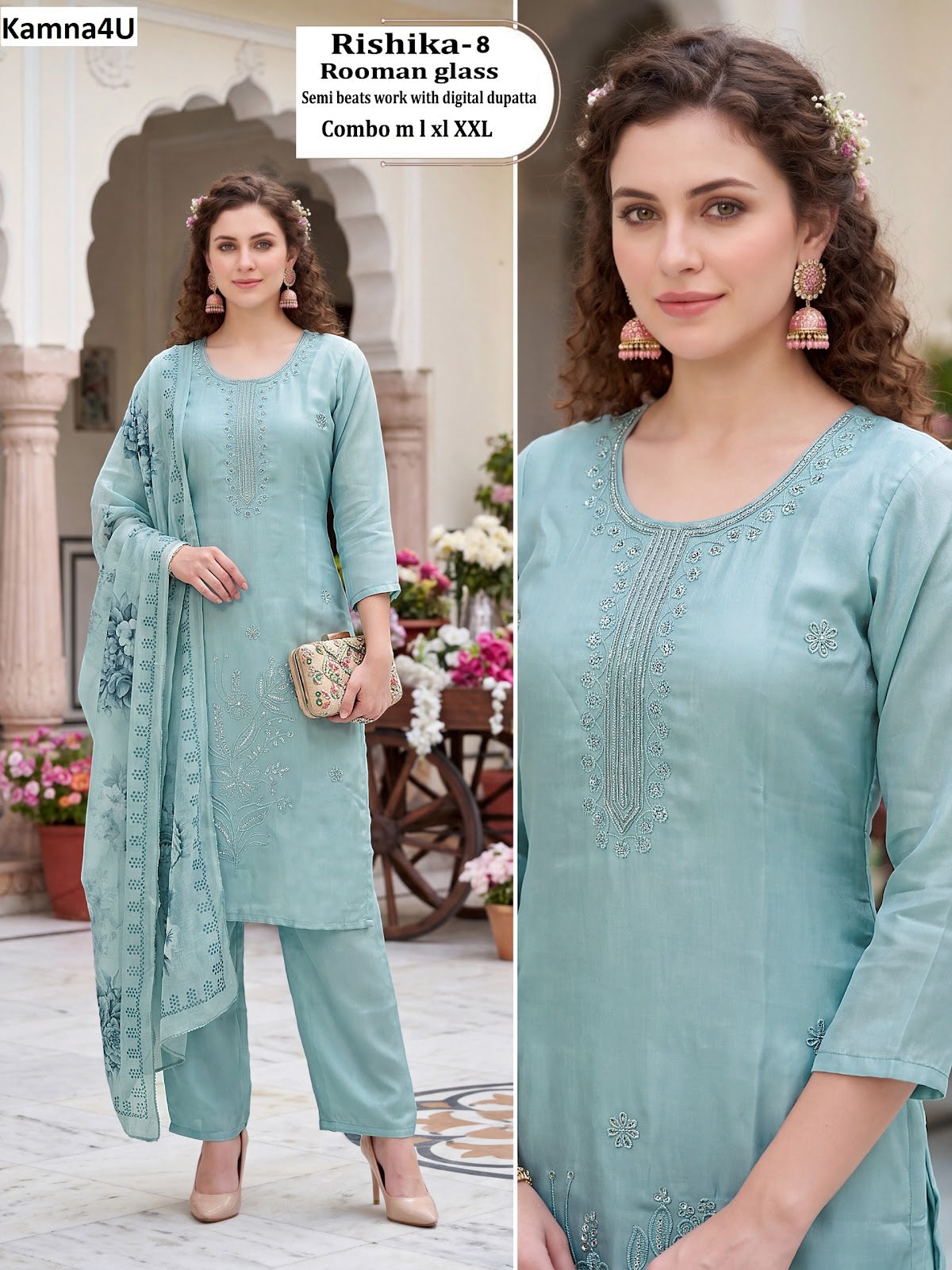 Rishika Kamna4U Roman Readymade Pant Style Suits Supplier Ahmedabad