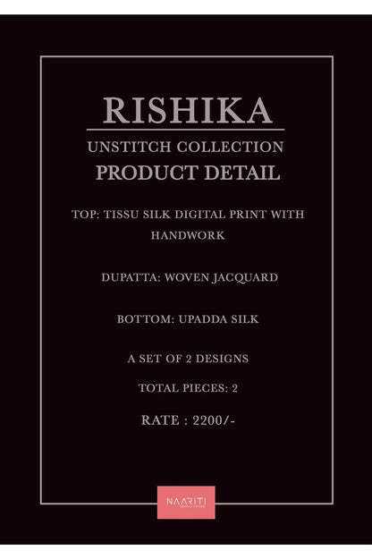 Rishika Naariti Tissue Silk Pant Style Suits Manufacturer India
