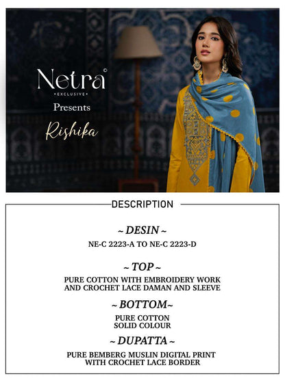 Rishika Netra Cotton Pant Style Suits Manufacturer