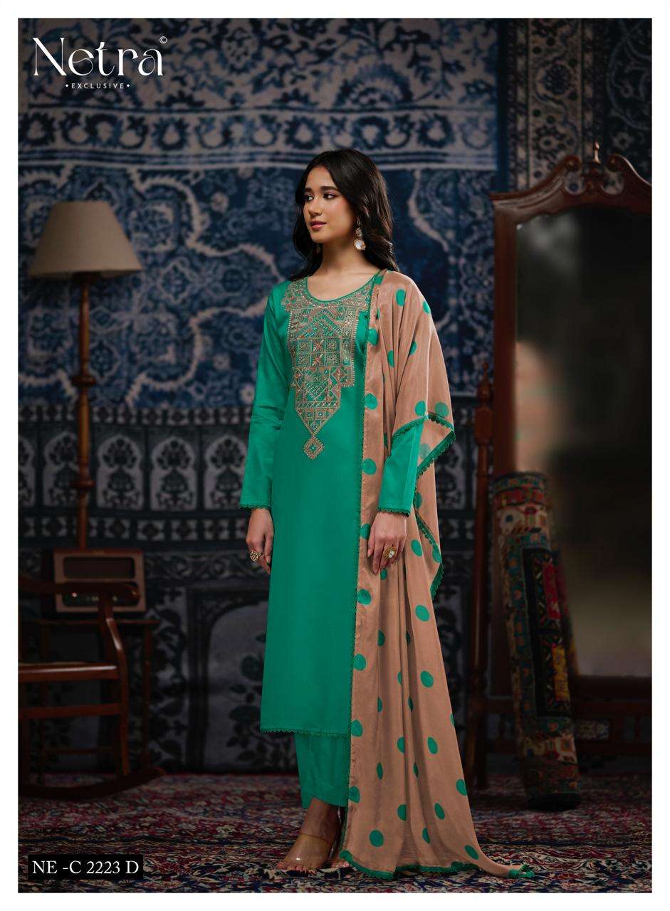 Rishika Netra Cotton Pant Style Suits Manufacturer