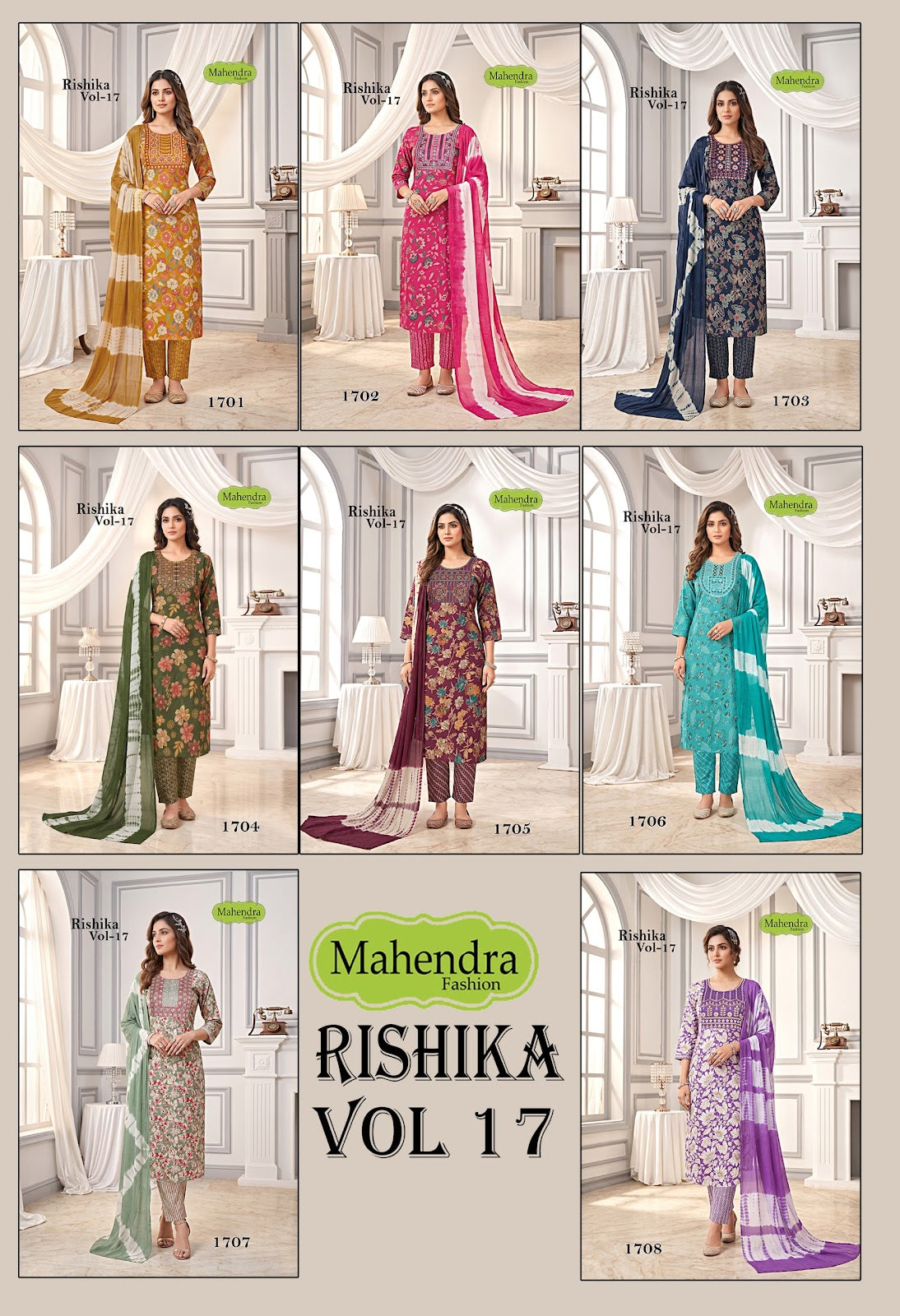 Rishika Vol 17 Mahendra Fashion Capsule Readymade Pant Style Suits Manufacturer Ahmedabad