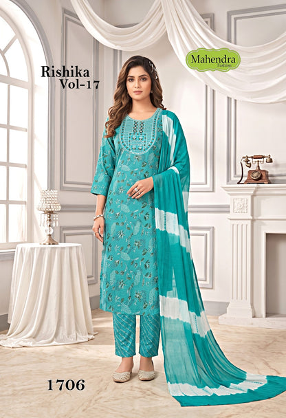 Rishika Vol 17 Mahendra Fashion Capsule Readymade Pant Style Suits Manufacturer Ahmedabad