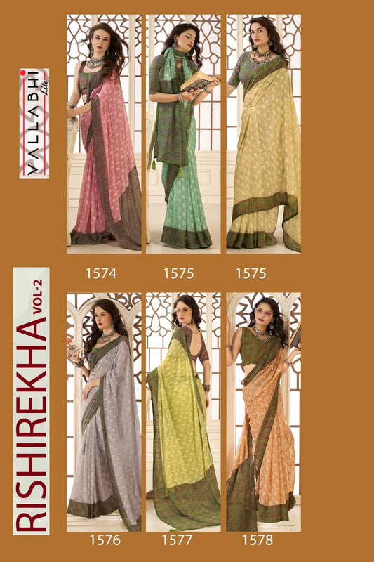Rishirekha Vol 2 Vallabhi Lite Chiffon Sarees Exporter