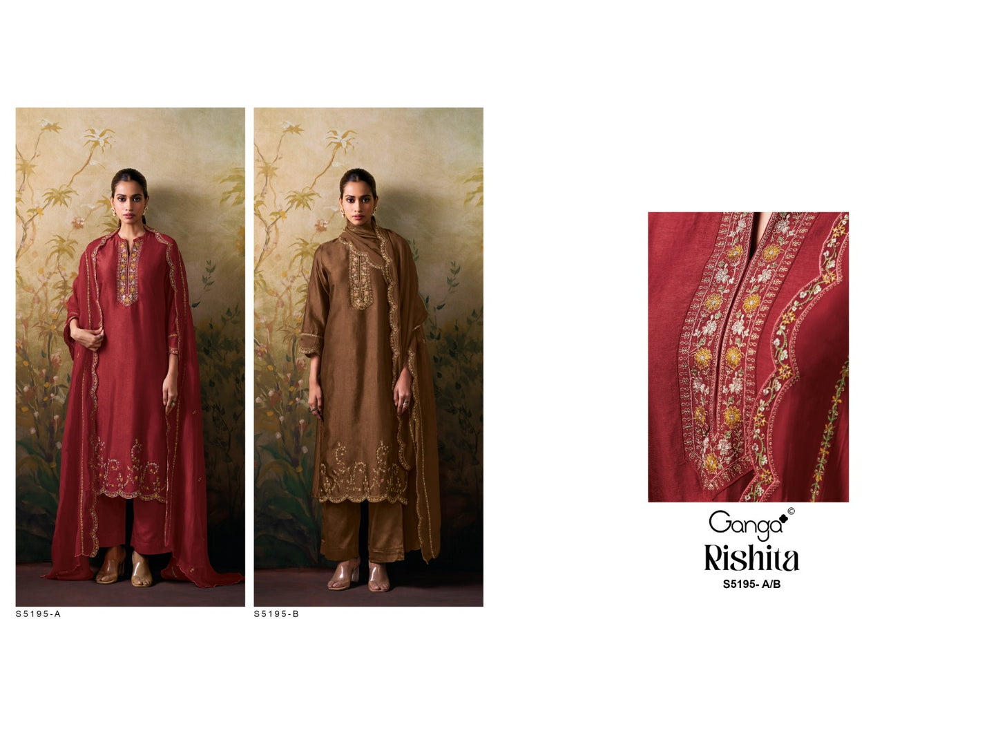 Rishita S5195 Ganga Russian Silk Pant Style Suits Manufacturer Ahmedabad