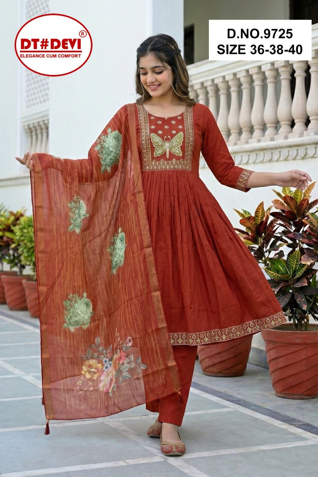 Rishitaa 9725 Dt Devi Roman Silk Girls Readymade Pant Suits Manufacturer