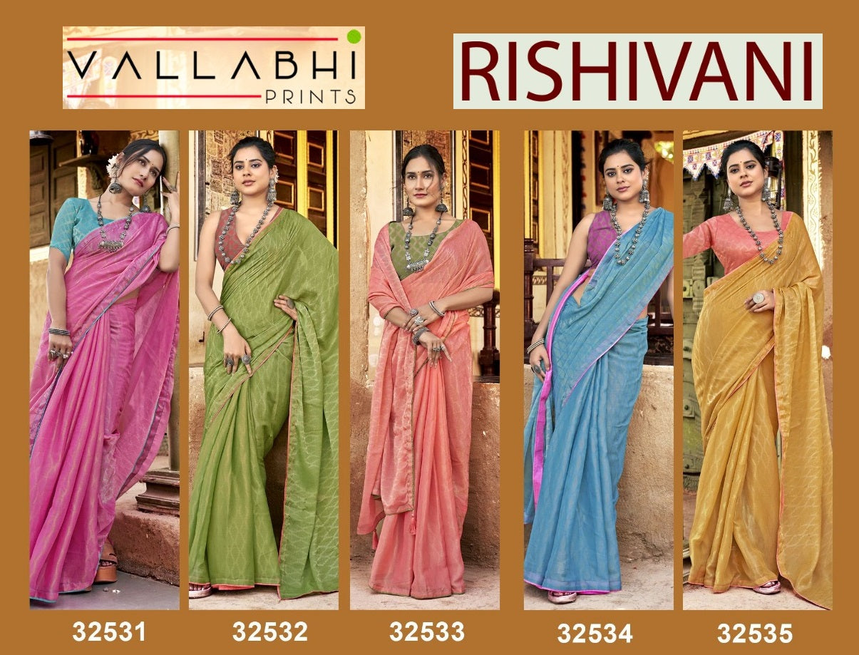 Rishivani Vallabhi Prints Chiffon Sarees Wholesale Price