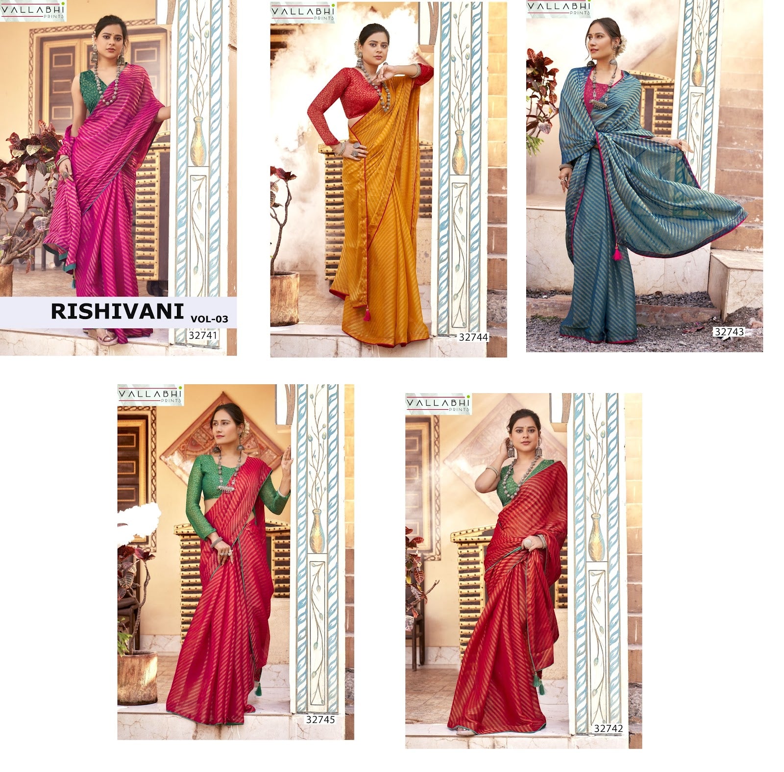 Rishivani Vol 3 Vallabhi Prints Jacquard Sarees Wholesale