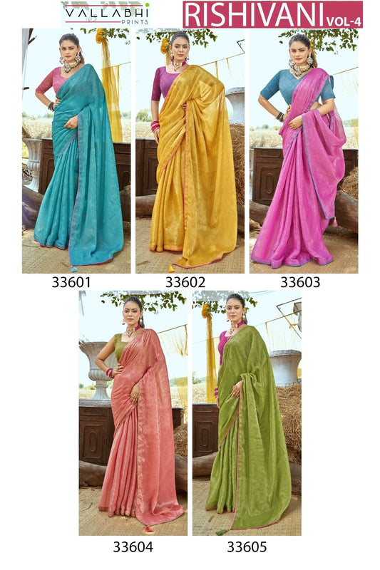 Rishivani Vol 4 Vallabhi Prints Jacquard Sarees Wholesaler India