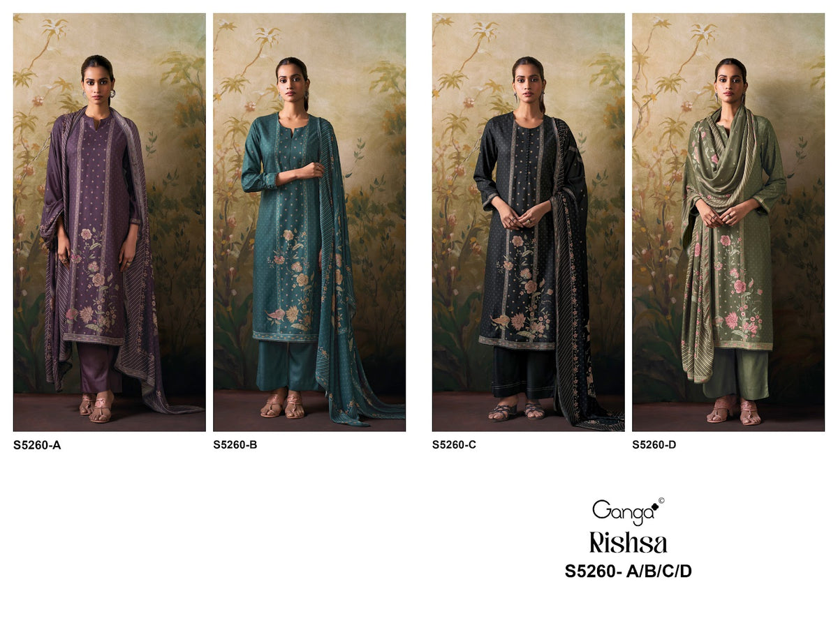 Rishsa S5260 Ganga Wool Pashmina Suits Wholesale Price