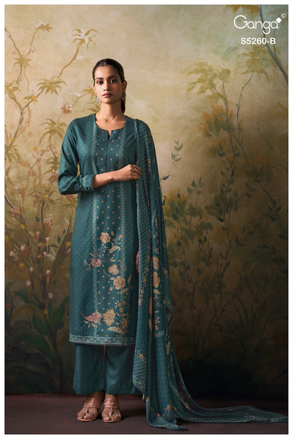 Rishsa S5260 Ganga Wool Pashmina Suits Wholesale Price