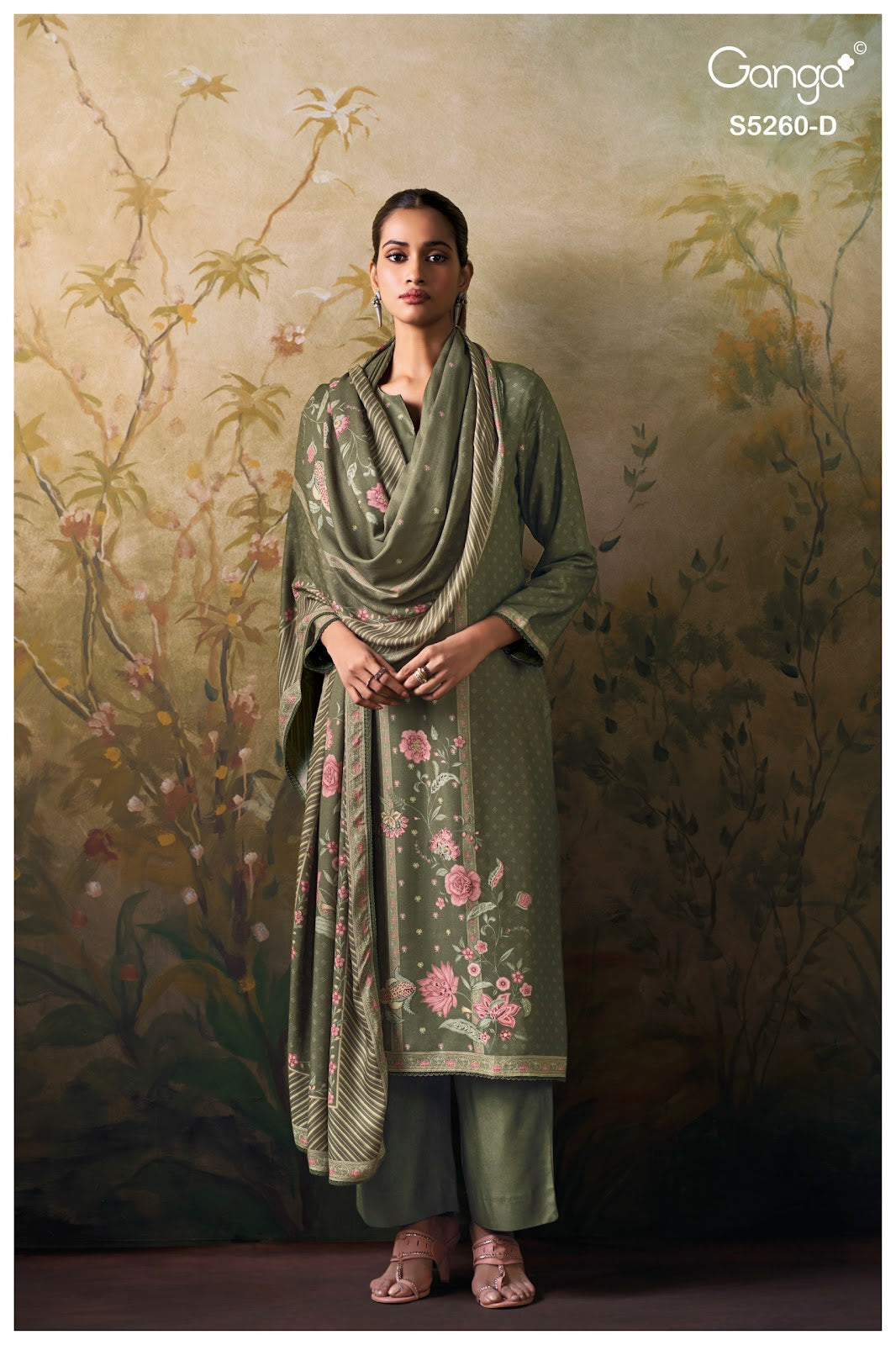 Rishsa S5260 Ganga Wool Pashmina Suits Wholesale Price