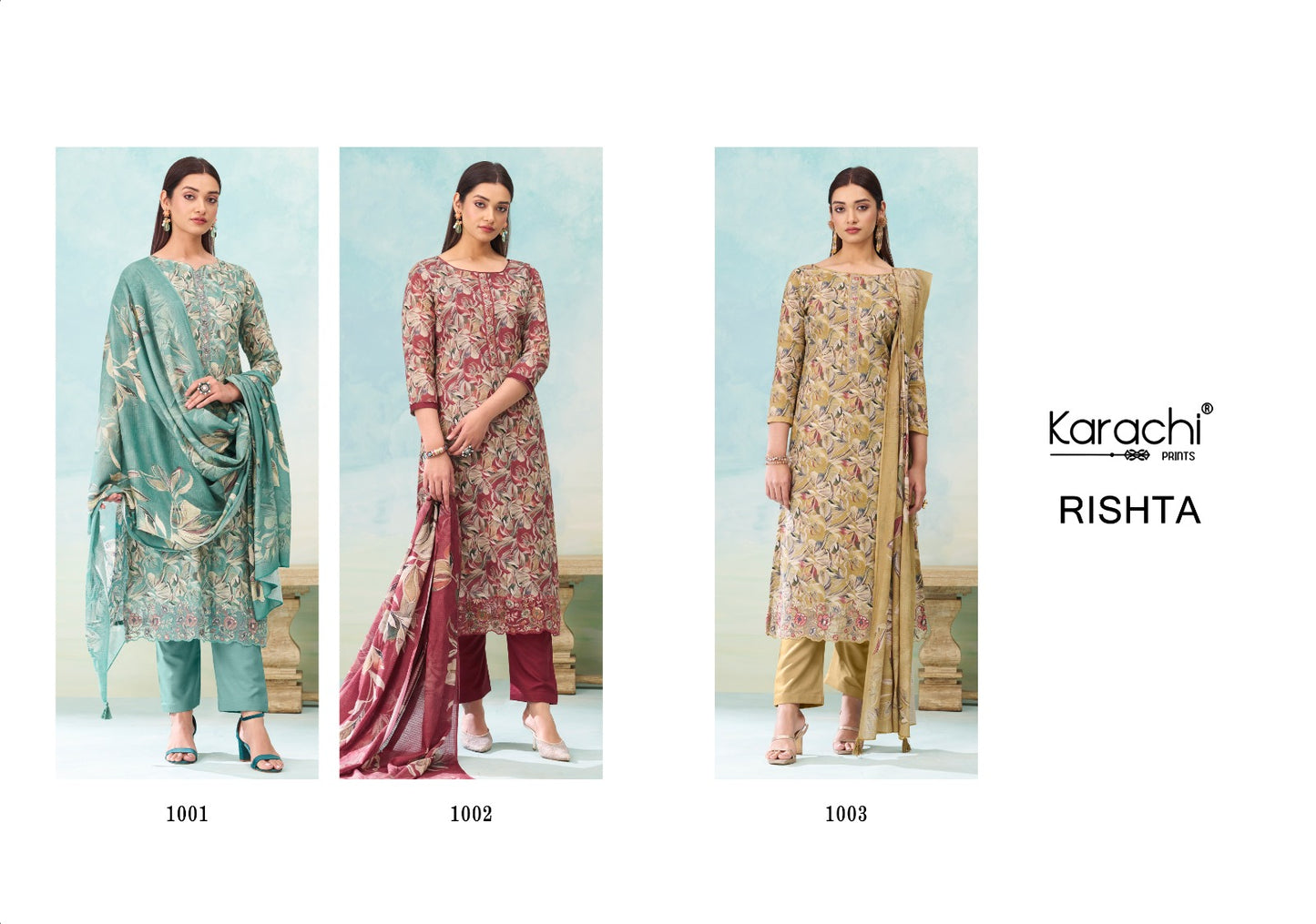 Rishta 1001 Karachi Prints Pure Lawn Pant Style Suits Wholesale