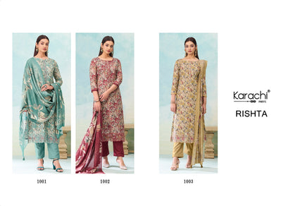 Rishta 1001 Karachi Prints Pure Lawn Pant Style Suits Wholesale