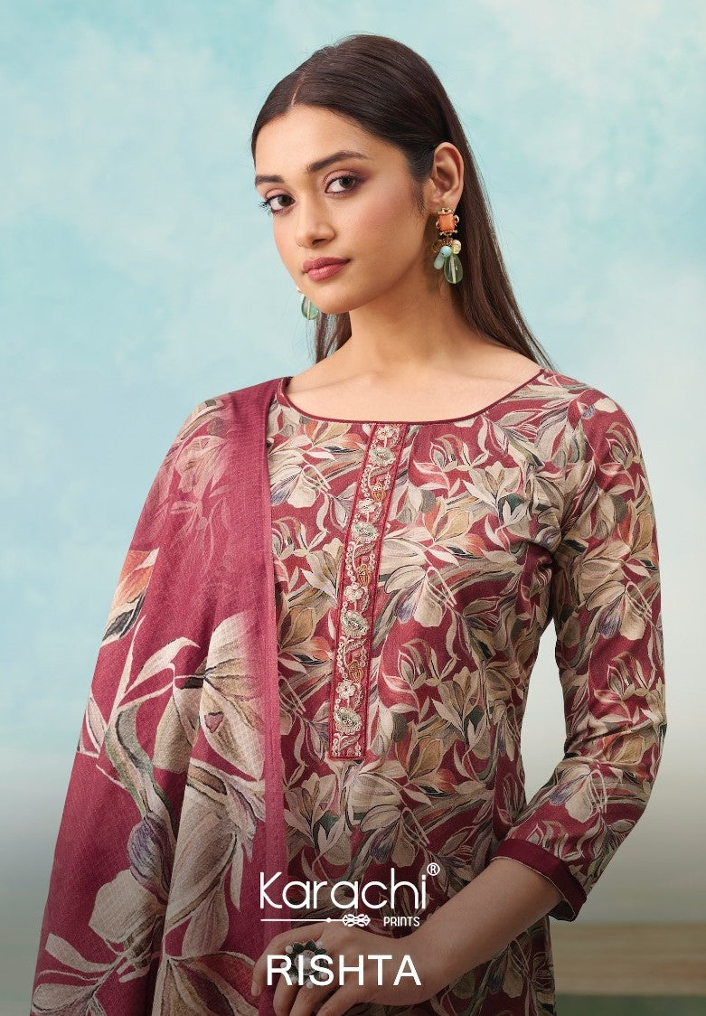 Rishta 1001 Karachi Prints Pure Lawn Pant Style Suits Wholesale