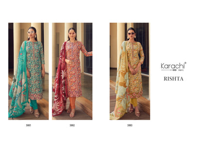 Rishta 5001 Karachi Prints Lawn Cotton Pant Style Suits Manufacturer India