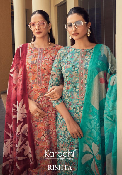 Rishta 5001 Karachi Prints Lawn Cotton Pant Style Suits Manufacturer India