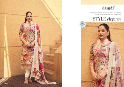 Rishta 6001 Karachi Prints Lawn Cotton Pant Style Suits Supplier India