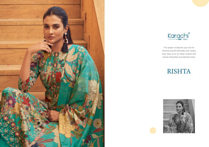 Rishta 6001 Karachi Prints Lawn Cotton Pant Style Suits Supplier India