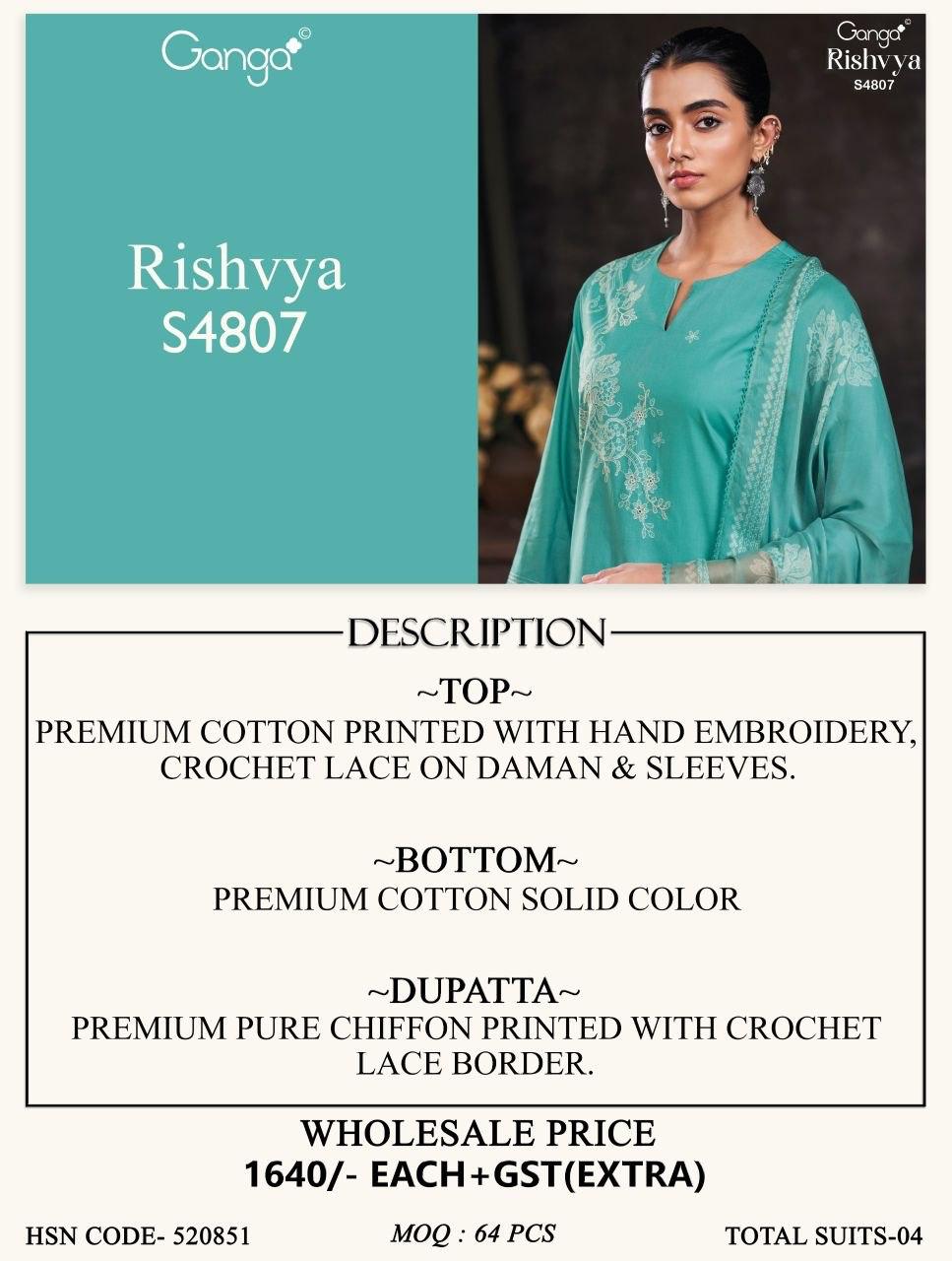 Rishvya 4807 Ganga Cotton Plazzo Style Suits Exporter India