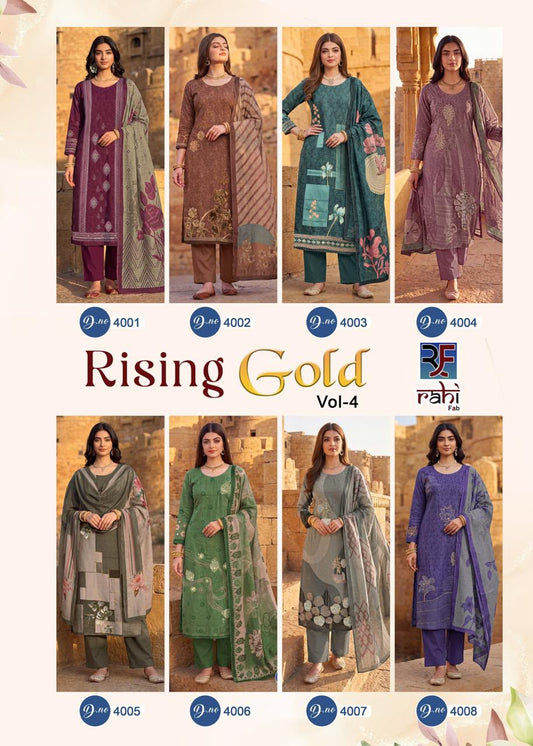 Rising Gold Vol 4 Rahi Fab Cotton Karachi Salwar Suits Supplier India