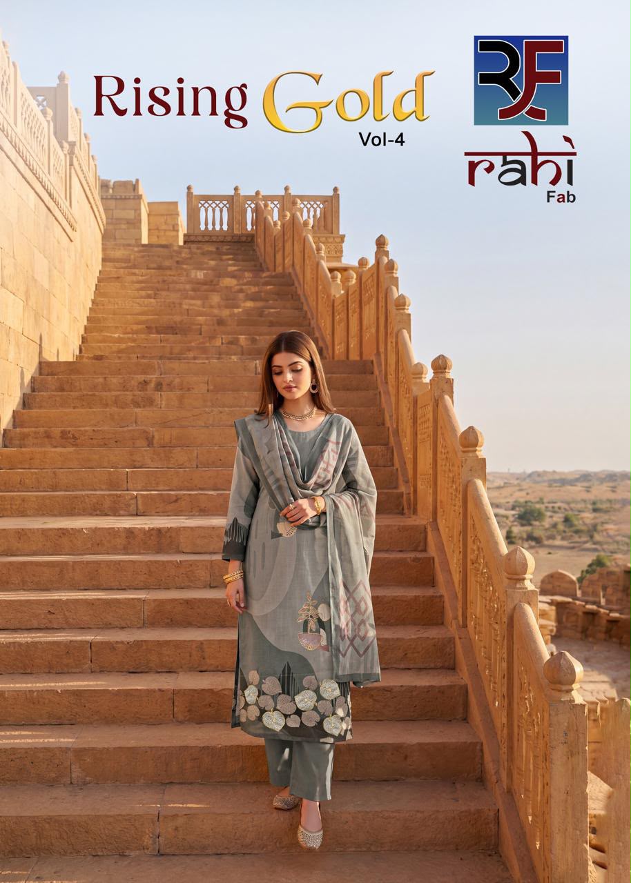 Rising Gold Vol 4 Rahi Fab Cotton Karachi Salwar Suits Supplier India