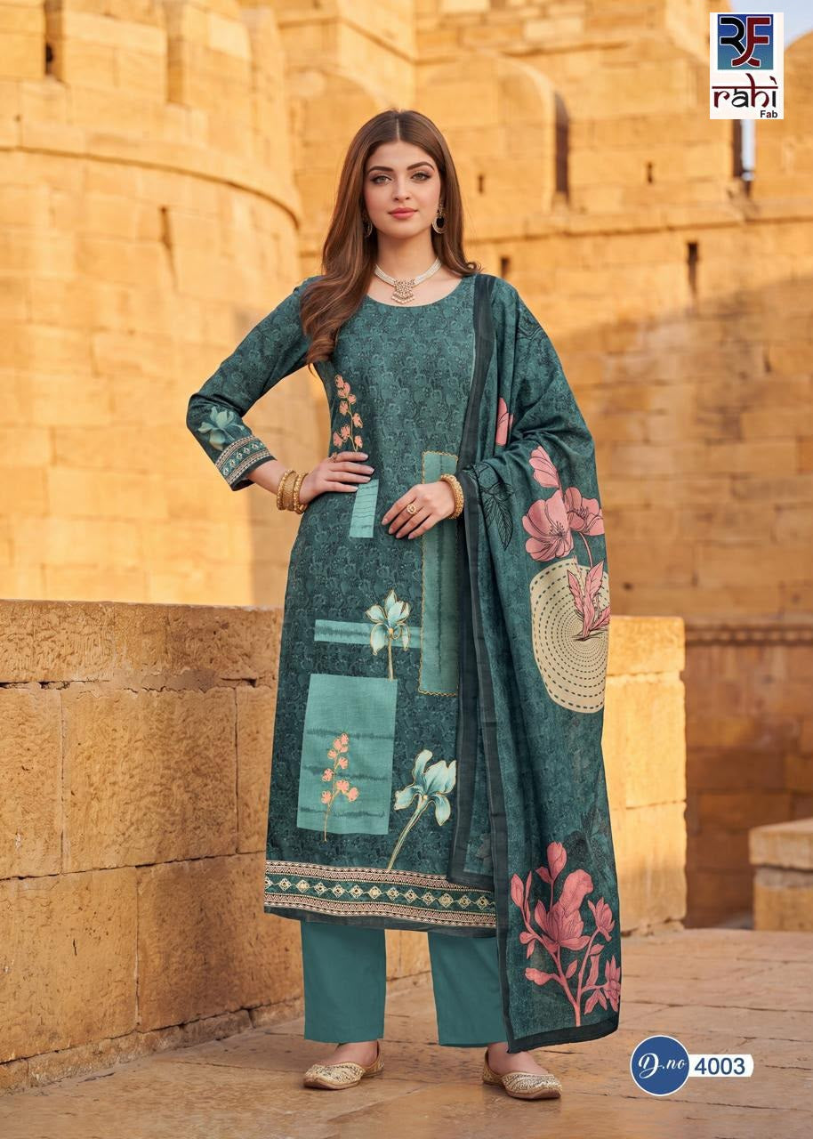 Rising Gold Vol 4 Rahi Fab Cotton Karachi Salwar Suits Supplier India
